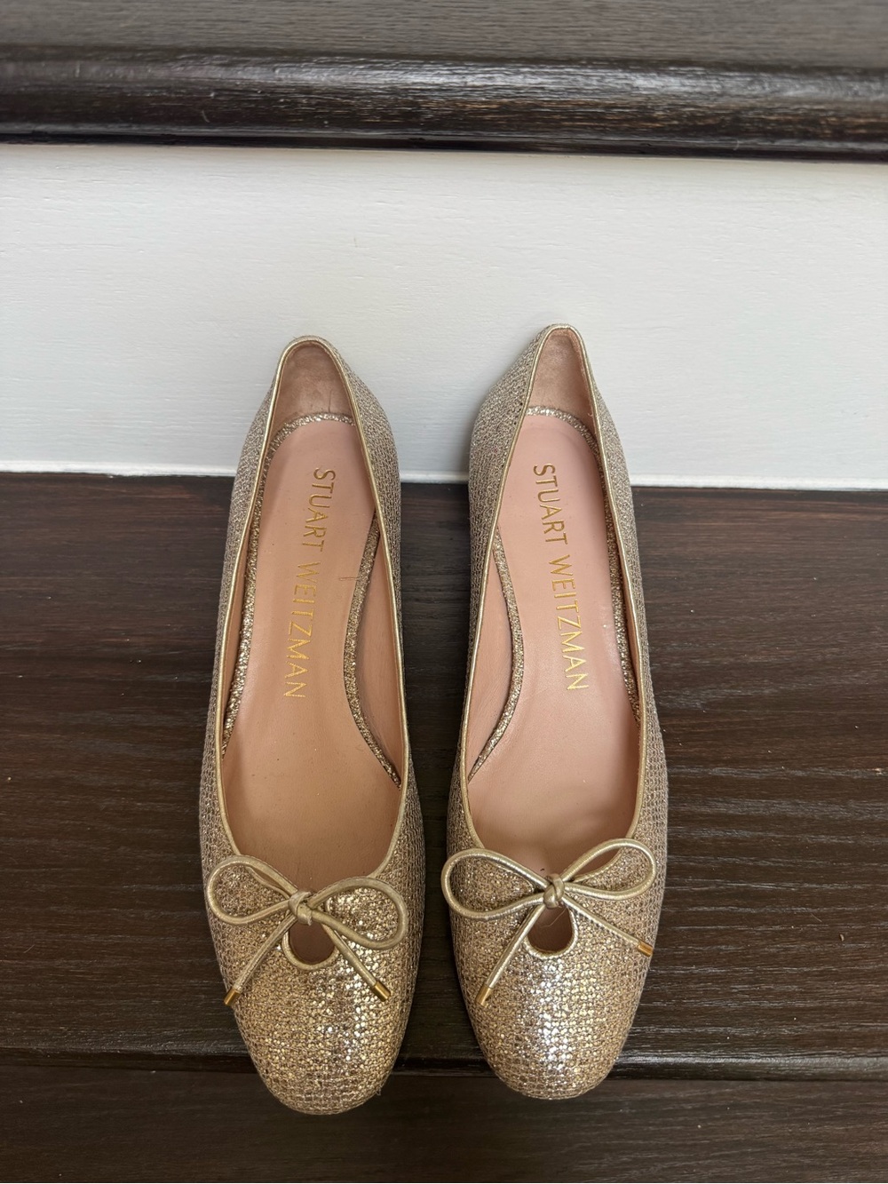 Stuart Weitzman Metallic Champagne Ballet Flats